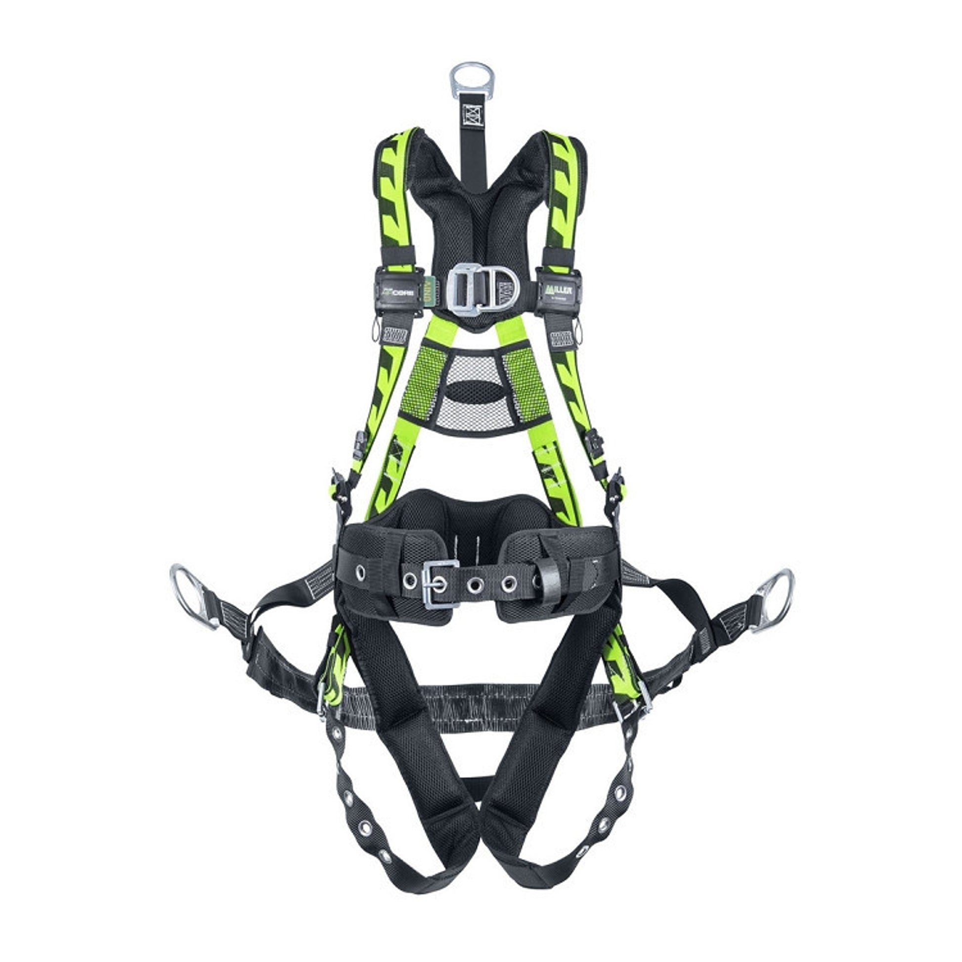Miller AirCore Oil & Gas Green Harness w/Front D-Ring - Lumbar Pad - Belt - Back D-Ring Extension Universal (Large/XL) - ACOG-TBUG
