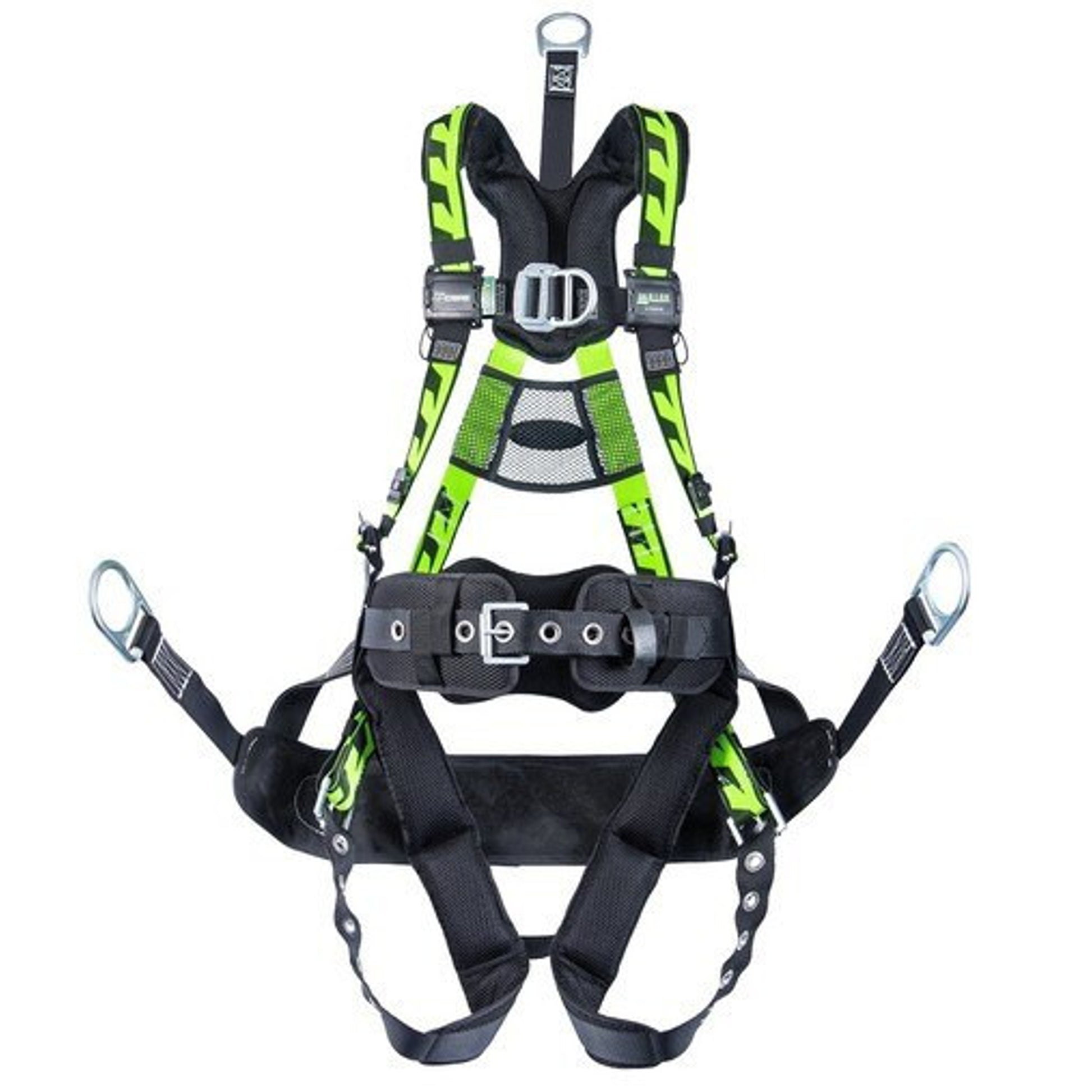 Miller AirCore Oil & Gas Green Harness w/Front D-Ring - Lumbar Pad - Belt - Back D-Ring Extension - Bos'n Chair w/Side D-rings and Seat Sling Small/Medium - ACOG-TBSSSMG