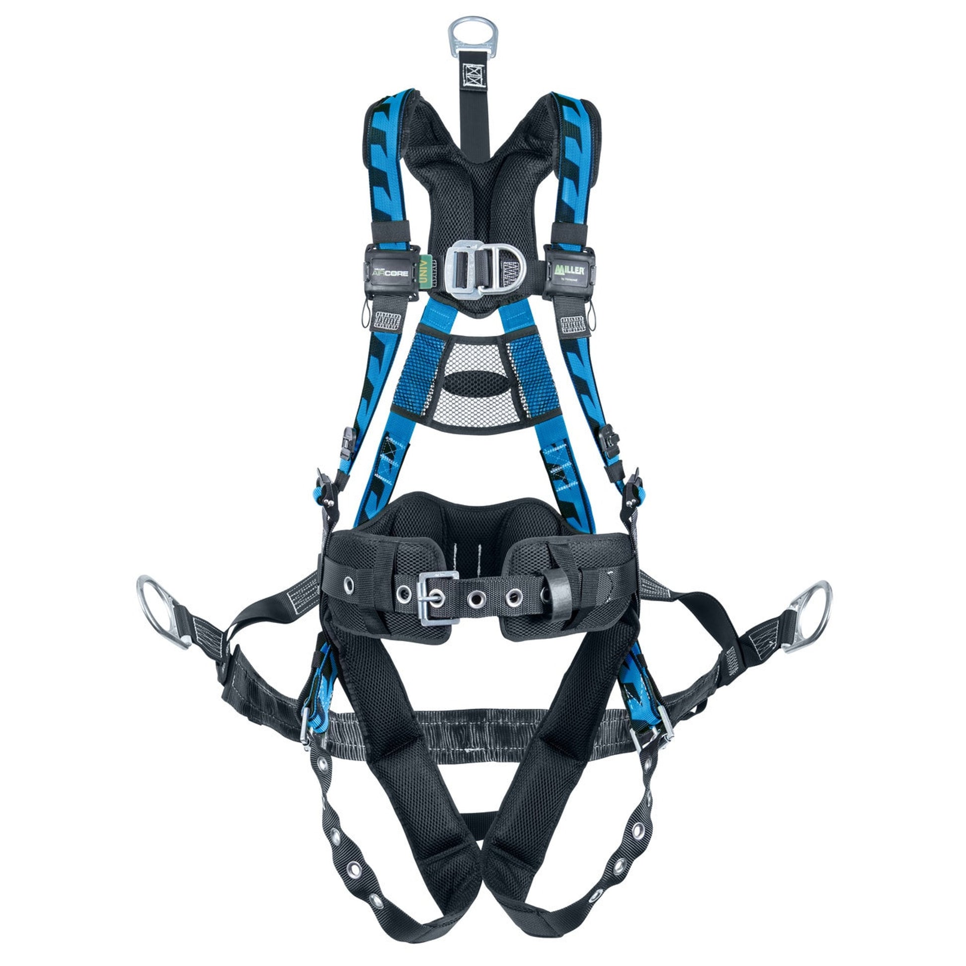 Miller AirCore Oil & Gas Blue Harness w/Front D-Ring - Lumbar Pad - Belt - Back D-Ring Extension - Bos'n Chair w/Side D-rings and Seat Sling Small/Medium - ACOG-TBSSSMB