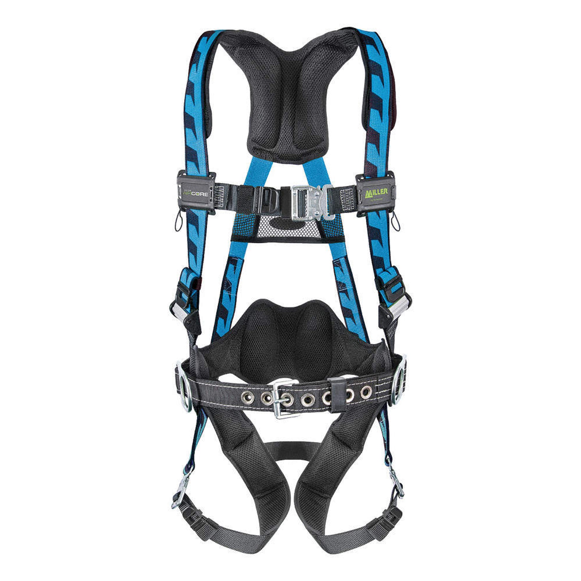 Miller AirCore Steel Hardware Blue Harness w/Side D-Rings Lumbar Pad - Belt - Universal (Large/XL) - AC-QC-BDP/UBL