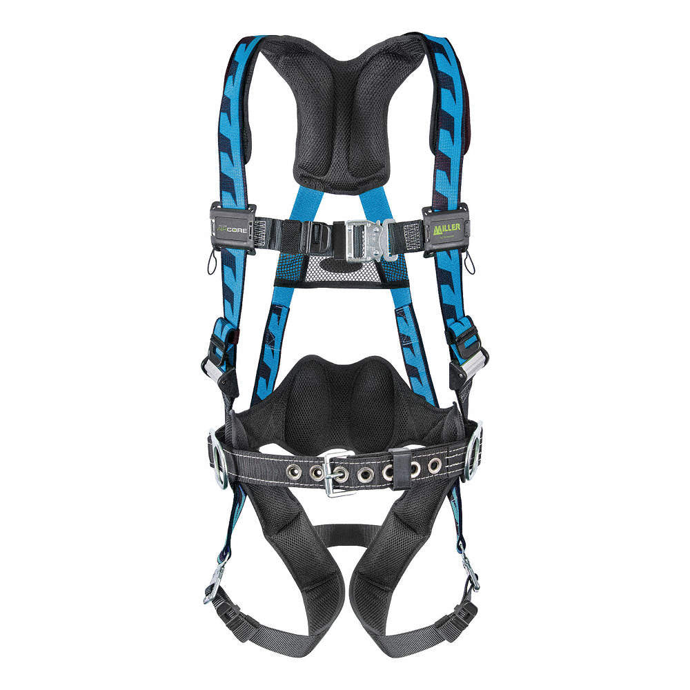 Miller AirCore Steel Hardware Blue Harness w/Side D-Rings Lumbar Pad - Belt - Small/Medium - AC-QC-BDP/S/MBL