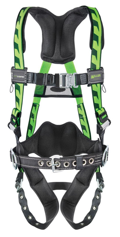 Miller AirCore Steel Hardware Green Harness w/Side D-Rings Lumbar Pad - Belt - Universal (Large/XL) - AC-TB-BDP/UGN