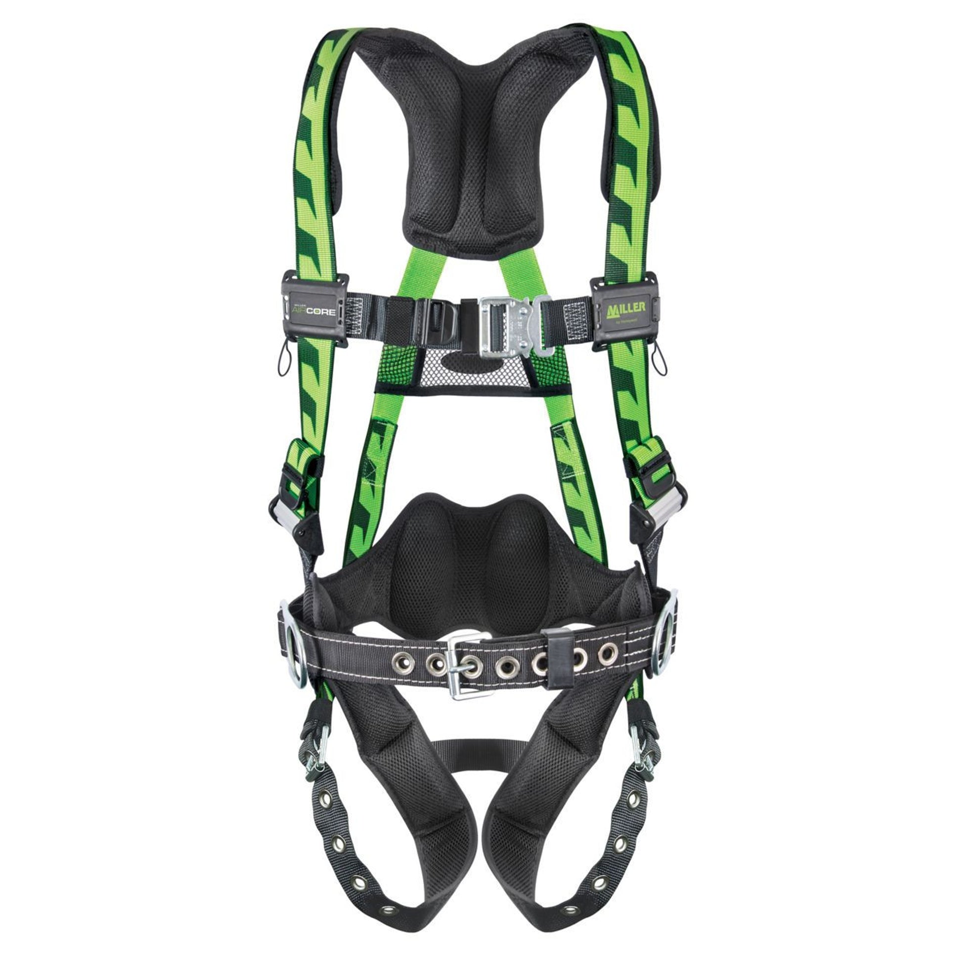 Miller AirCore Steel Hardware Green Harness w/Side D-Rings Lumbar Pad - Belt - Small/Medium - AC-TB-BDP/S/MGN