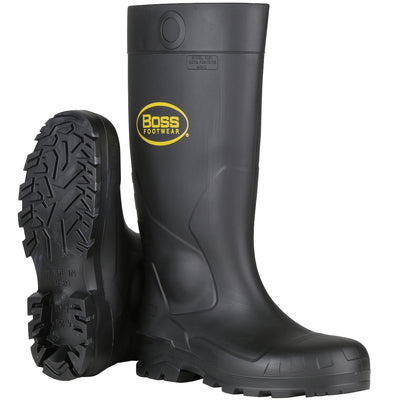Boss Footwear Over-the-Sock Foot 16" Black PVC Plain Toe Boot - 1/PR - 380-800
