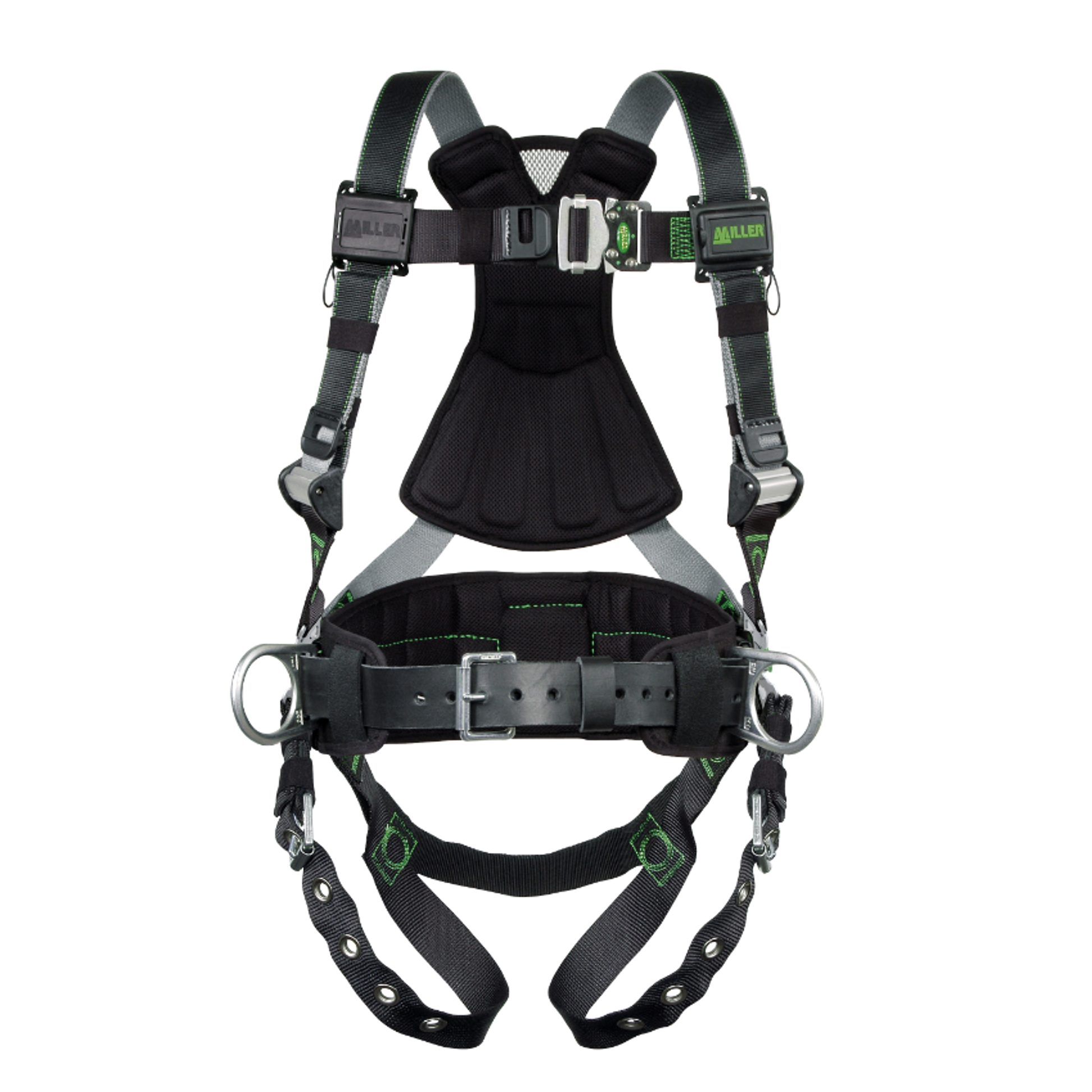 Miller Revolution DualTech Harness with Side D-Rings Tongue Leg Strap & Belt - 3X - RDT-TB-BDP/3XLBK