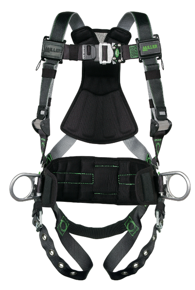 Miller Revolution DualTech Harness with Side D-Rings Tongue Leg Strap - 3X - RDT-TB-DP/3XLBK