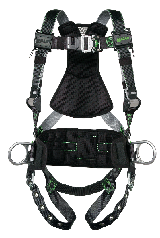 Miller Revolution DualTech Harness with Side D-Rings Tongue Leg Strap - 3X - RDT-TB-DP/3XLBK
