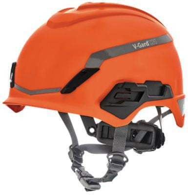MSA V-Gard H1 Safety Helmet - No Vent - Orange - Fas-Trac III Pivot Suspension