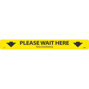 Please Wait Here Shopping Arrow - Red On White - Walk On Floor Sign - 2.25 X 20 - Psv Non-Skid Lam - Pk10 - WFS8110