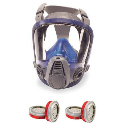 MSA Advantage 3200 Full Face Respirator + 2 Pair MSA 815369 Filters Combo (S, M, L)