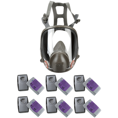 3M 6000 Series Full Face Respirator & 6 Pair 3M 7093 P100 Filter Combo