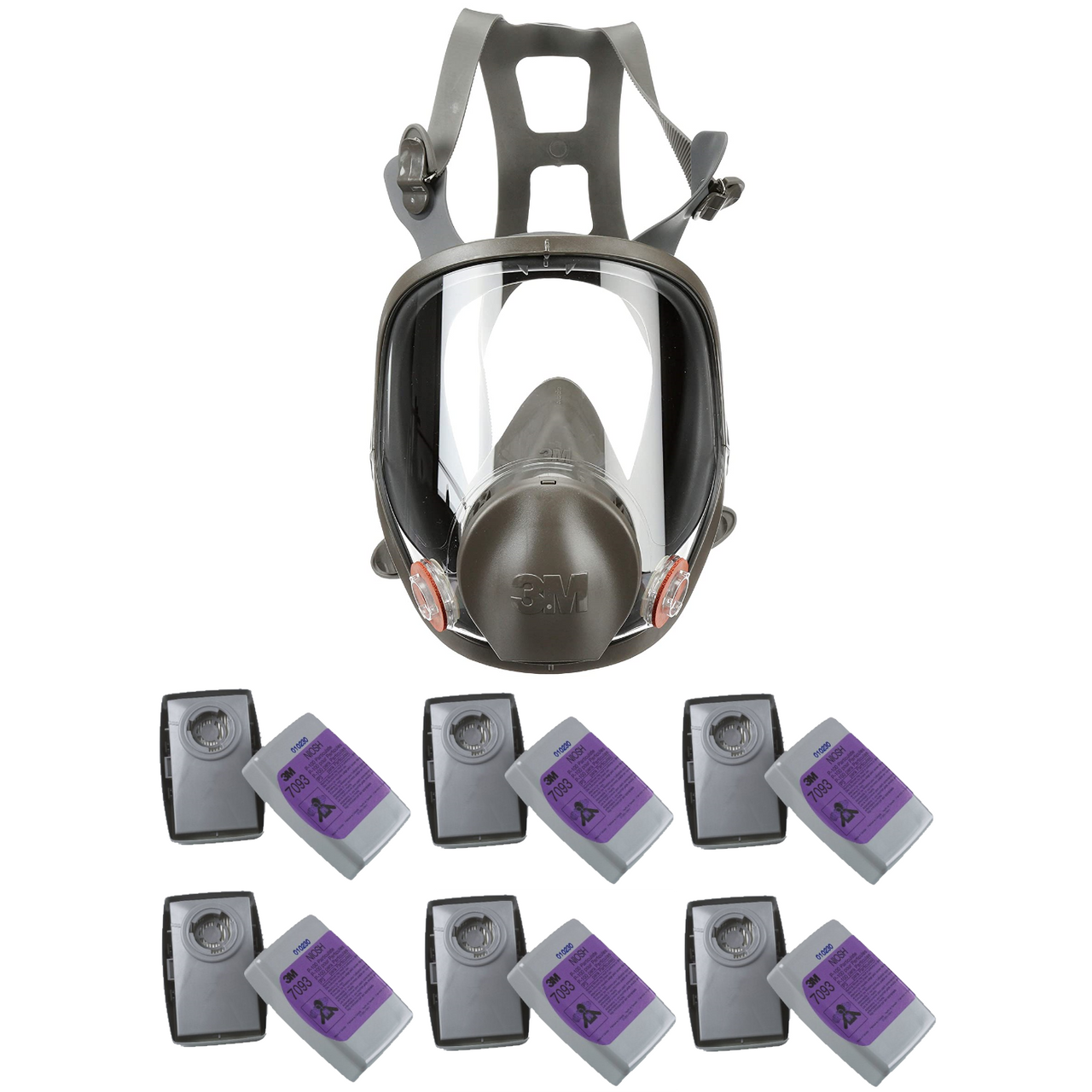 3M 6000 Series Full Face Respirator & 6 Pair 3M 7093 P100 Filter Combo