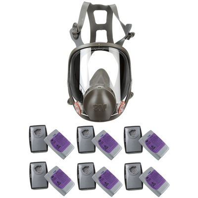 3M 6000 Series Full Face Respirator & 6 Pair 3M 7093 P100 Filter Combo