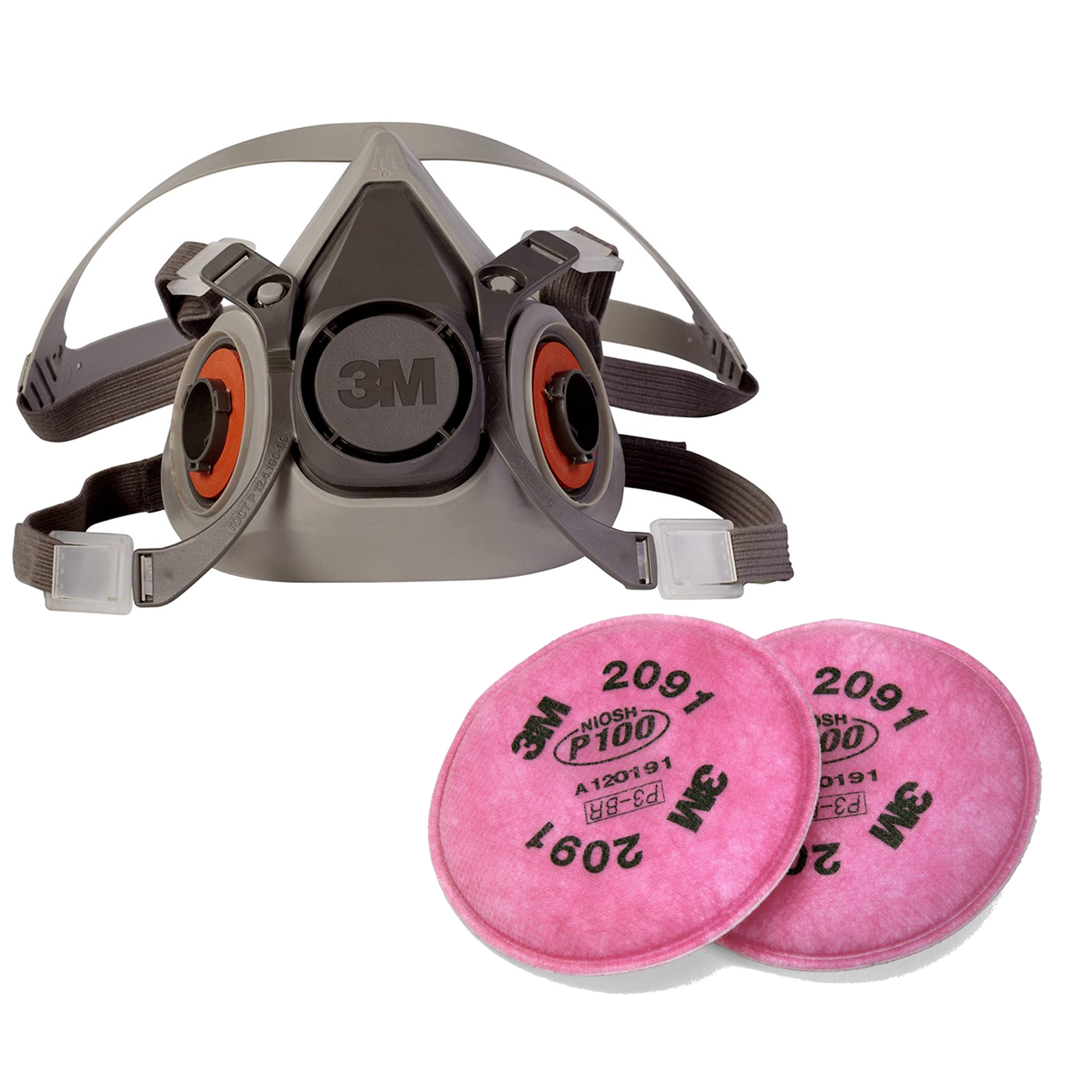 3M 6000 Half Mask + 1 Pair 3M 2091 Filters Combo (S, M, L)