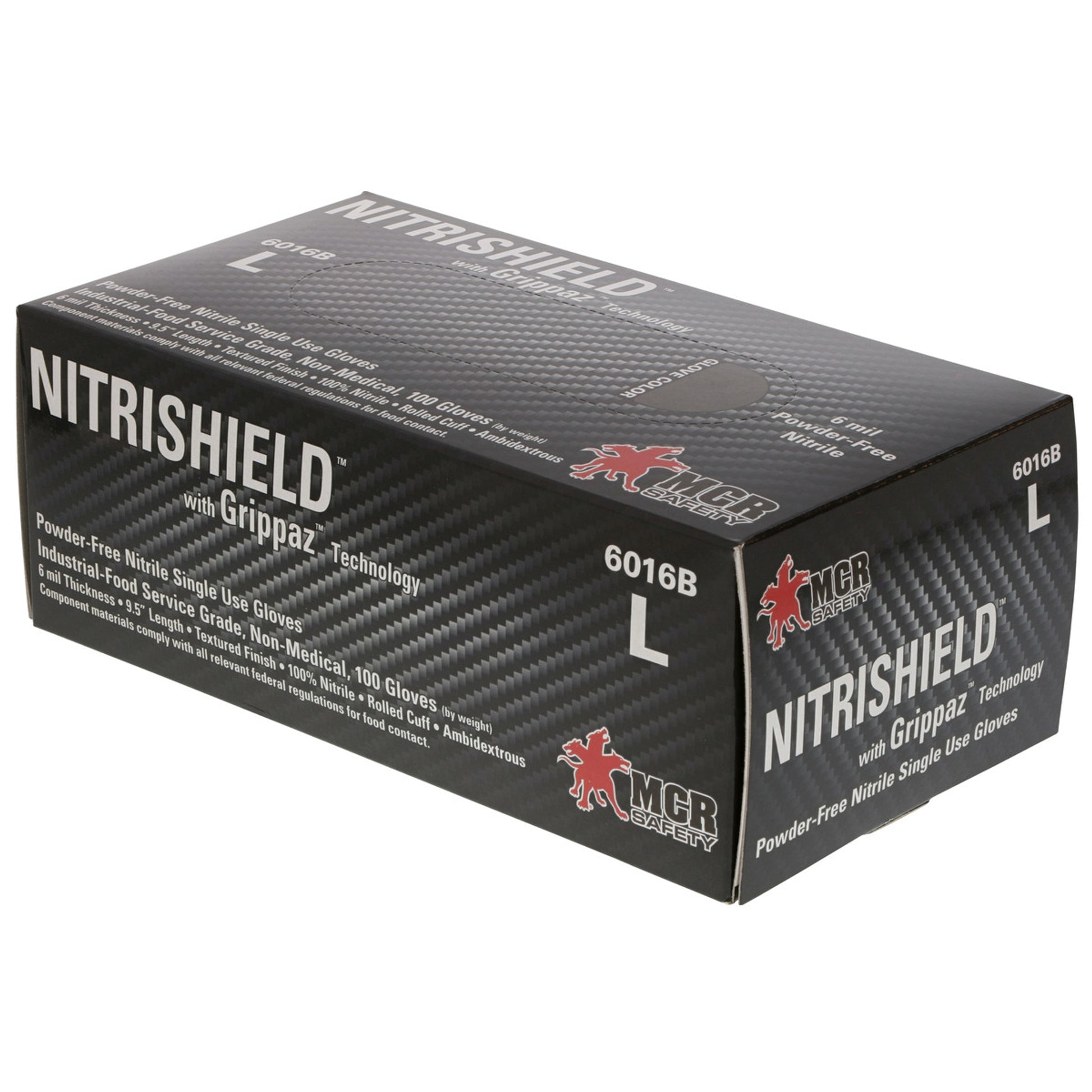 6 mil Black Nitrile MCR NitriShield with Grippaz Technology Gloves - 6016B - 100/Box