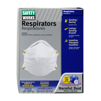 Safety Works N95 Particulate Dust Disposable Respirator - 20 Pack - 10102481
