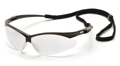 Pyramex PMXTREME Black Frame/Clear Anti-Fog Lens With Black Cord Safety Eyewear