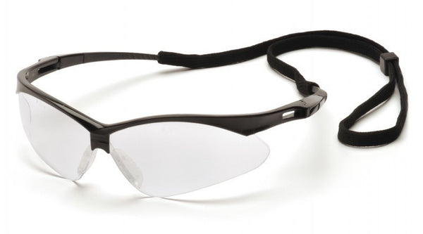 Pyramex PMXTREME Black Frame/Clear Anti-Fog Lens With Black Cord Safety Eyewear