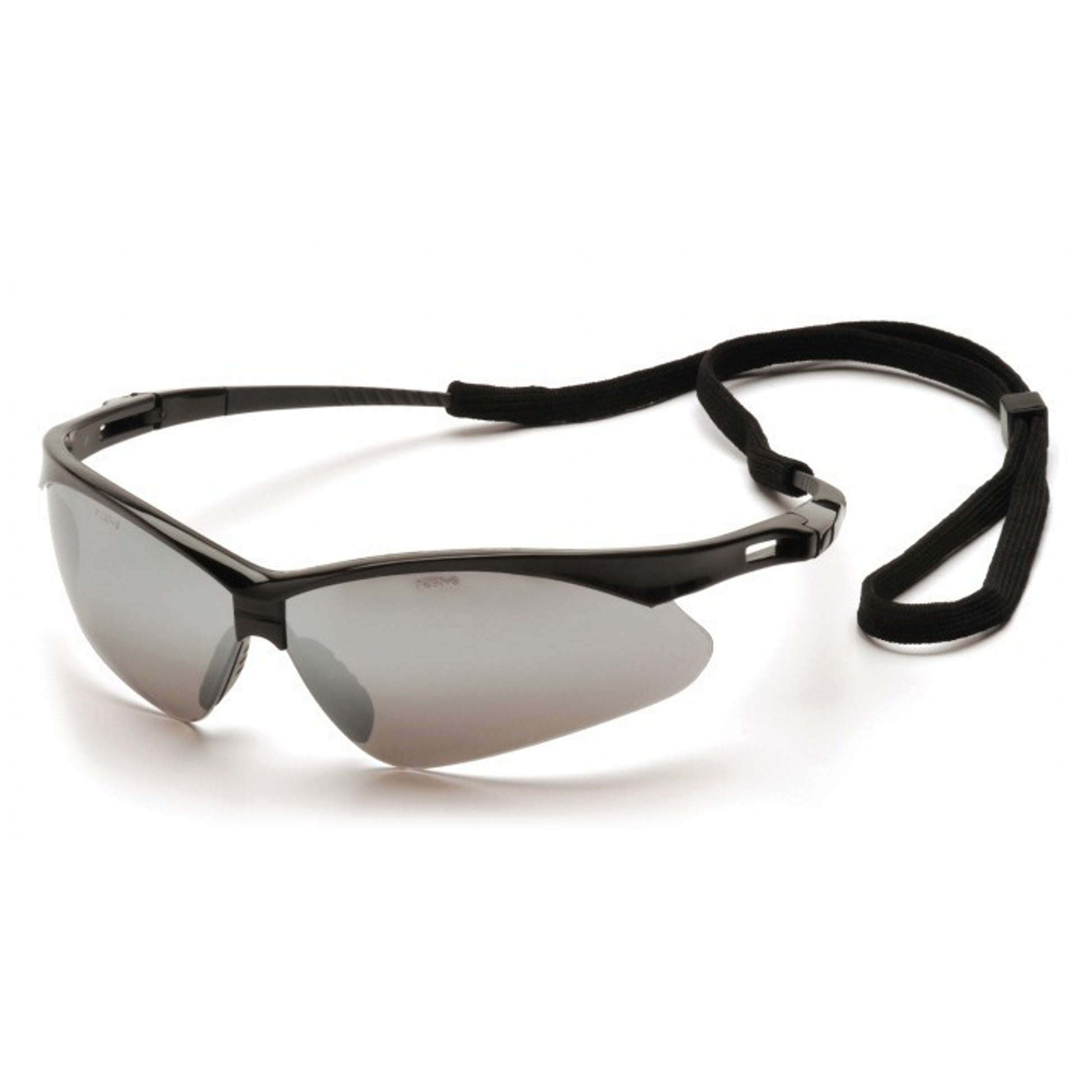 Pyramex PMXTREME Black Frame/Silver Mirror Lens With Black Cord Safety Eyewear