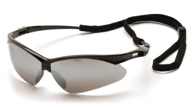 Pyramex PMXTREME Black Frame/Silver Mirror Lens With Black Cord Safety Eyewear