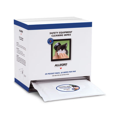 Alllegro Alcohol-Free Respirator Cleaning Wipes, Pocket Pak Dispenser Box (20 Wipes/Pak, 20 Paks/Box) - 3001-20PPD