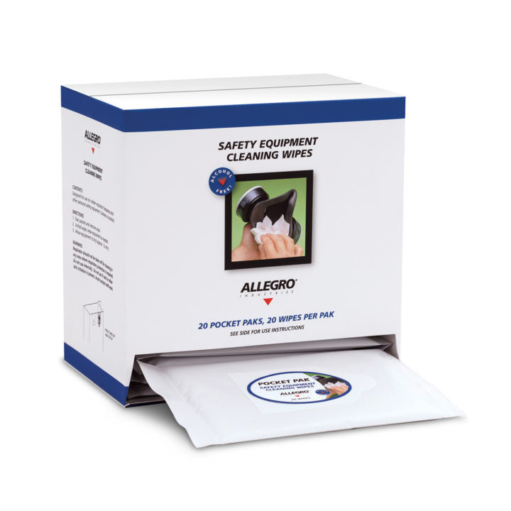 Alllegro Alcohol-Free Respirator Cleaning Wipes, Pocket Pak Dispenser Box (20 Wipes/Pak, 20 Paks/Box) - 3001-20PPD