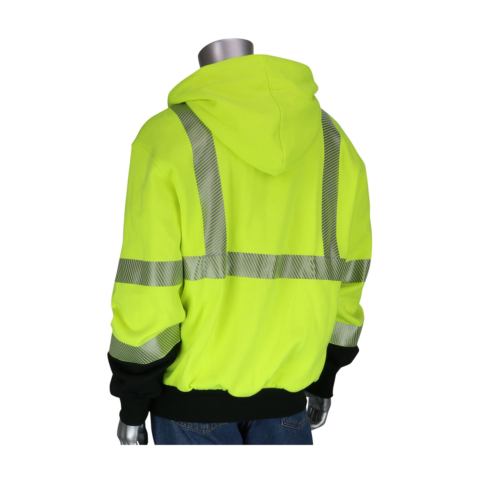 PIP ANSI Type R Class 3 AR/FR Full Zip Hooded Sweatshirt w/Black Bottom - Hi-Vis Yellow - 1/EA - 385-1370FR