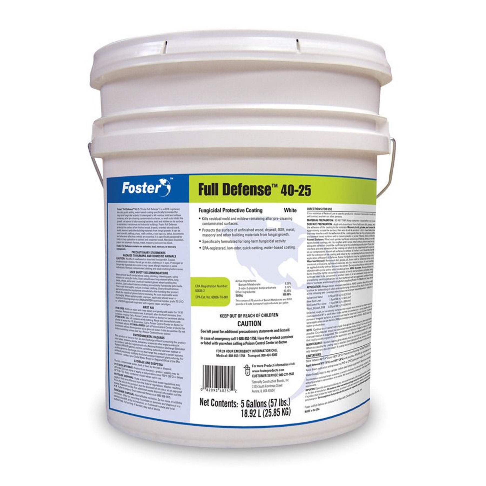 Foster 40-25 Full Defense Fungicidal Mold Resistant Coating - White - 5 Gallon