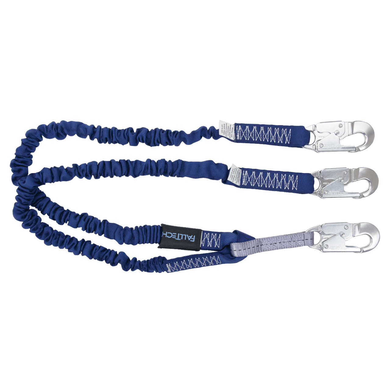 FallTech 4½' to 6' ElasTech Energy Absorbing Lanyard Double-leg with Aluminum Snap Hooks - 8240YA
