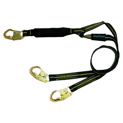 FallTech 6' WeldTech Kevlar Energy Absorbing Lanyard Double-leg with Steel Snap Hooks - 8242Y