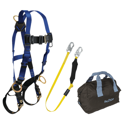 FallTech Harness and Lanyard 3-pc Kit Including Medium Storage Bag (7018 8256LT 5006MP) - KIT186LT6P