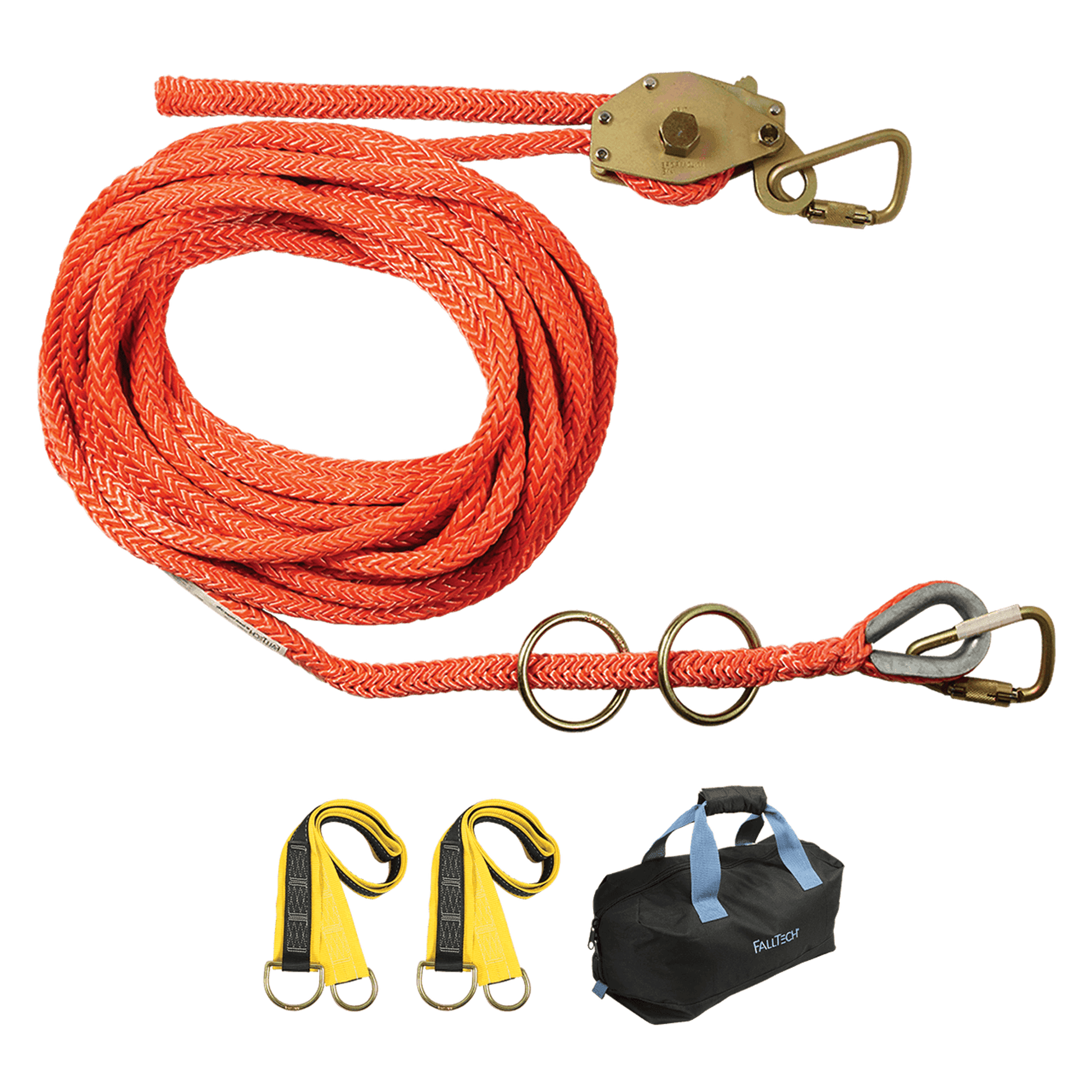 FallTech 60' Temporary Rope HLL System; 2-person Hollow-core Polyester Rope - 770006