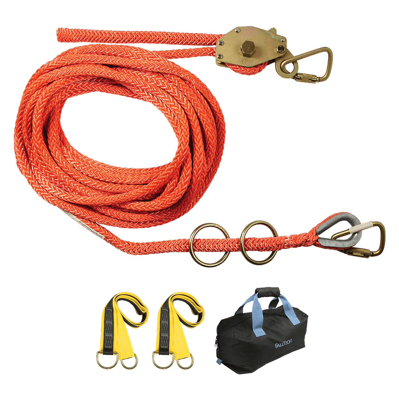 FallTech 60' Temporary Rope HLL System; 2-person Hollow-core Polyester Rope - 770006