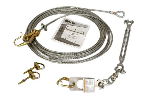 Miller SkyGrip Galvanized Wire Rope Lifeline Kit w/ D-Bolt Anchors [30FT-120FT]
