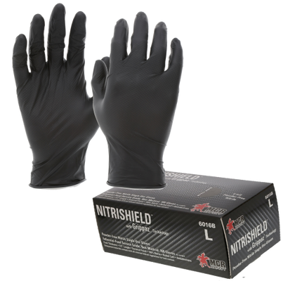 6 mil Black Nitrile MCR NitriShield with Grippaz Technology Gloves - 6016B - 100/Box