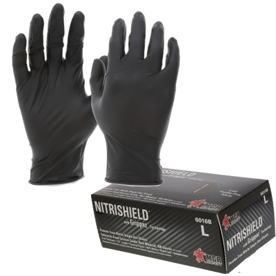 6 mil Black Nitrile MCR NitriShield with Grippaz Technology Gloves - 6016B - 100/Box