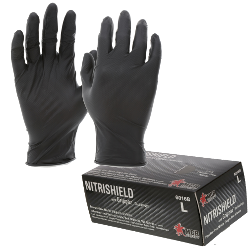 6 mil Black Nitrile MCR NitriShield with Grippaz Technology Gloves - 6016B - 100/Box