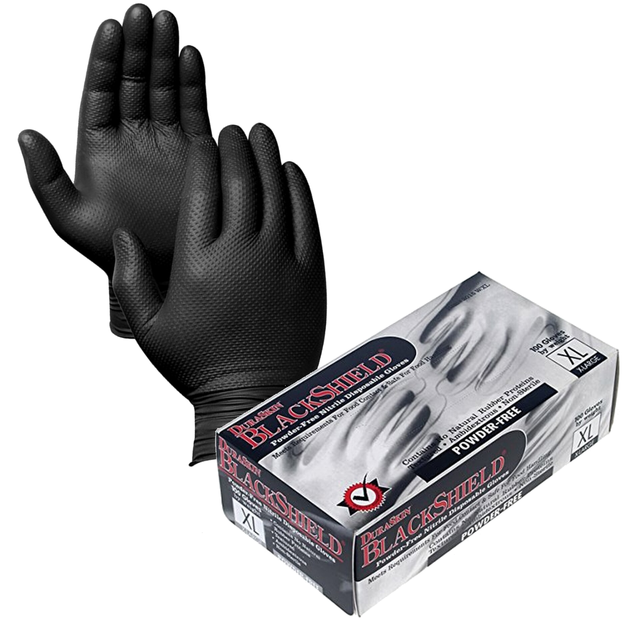 6 Mil Black Nitrile Duraskin Blackshield Disposable Gloves - 2016BK - 100/Box