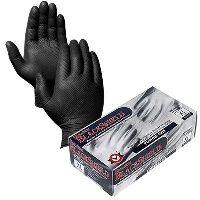 6 Mil Black Nitrile Duraskin Blackshield Disposable Gloves - 2016BK - 100/Box