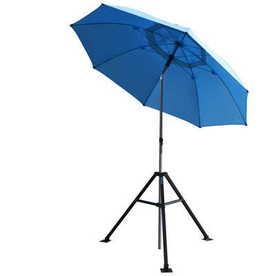 Black Stallion UB250-BLU Blue FR Industrial Umbrella & Stand Combo