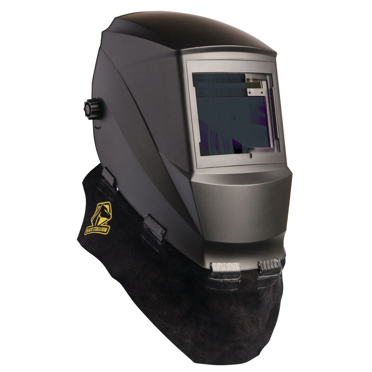 Universal Fit Split Cowhide Leather Wrap-Around Welding Helmet Bib - AH5040-BK