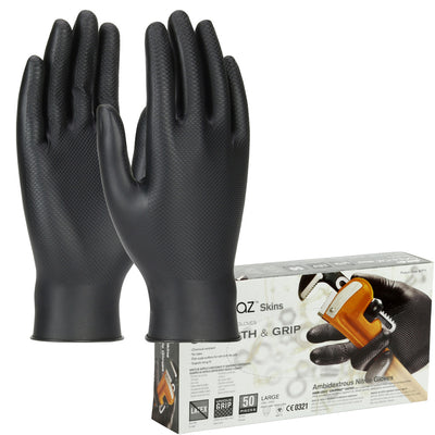 6 mil Black Nitrile PIP Grippaz Skins Gloves - 67-246 - 50/Box