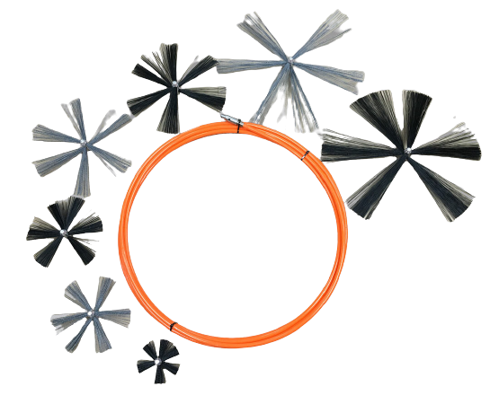 Nikro 66' Orange Jacket Brush Cable System w/7 Brushes - 862534
