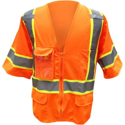 Boss Hi-Vis Apparel ANSI Type R Class 3 Two-Tone Vest - Solid Polyester - Orange - 1/EA - 3PPF9300