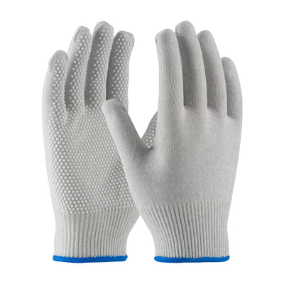 CleanTeam Seamless Knit Nylon / Carbon Fiber Electrostatic Dissipative (ESD) Glove w/PVC Dot Grip - Gray - 1/DZ - 40-6411