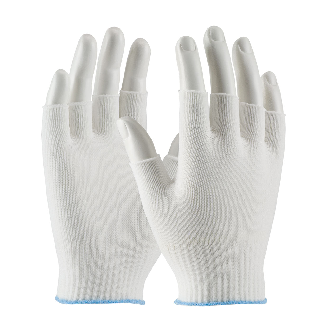CleanTeam Light Weight Seamless Knit Nylon Clean Environment Glove - Half-Finger - White - 1/DZ - 40-736