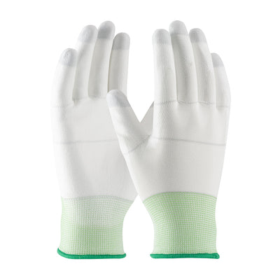 CleanTeam Seamless Knit Nylon Clean Environment Glove w/Polyurethane Coated Smooth Grip on Palm & Fingers - White - 1/DZ - 40-C125