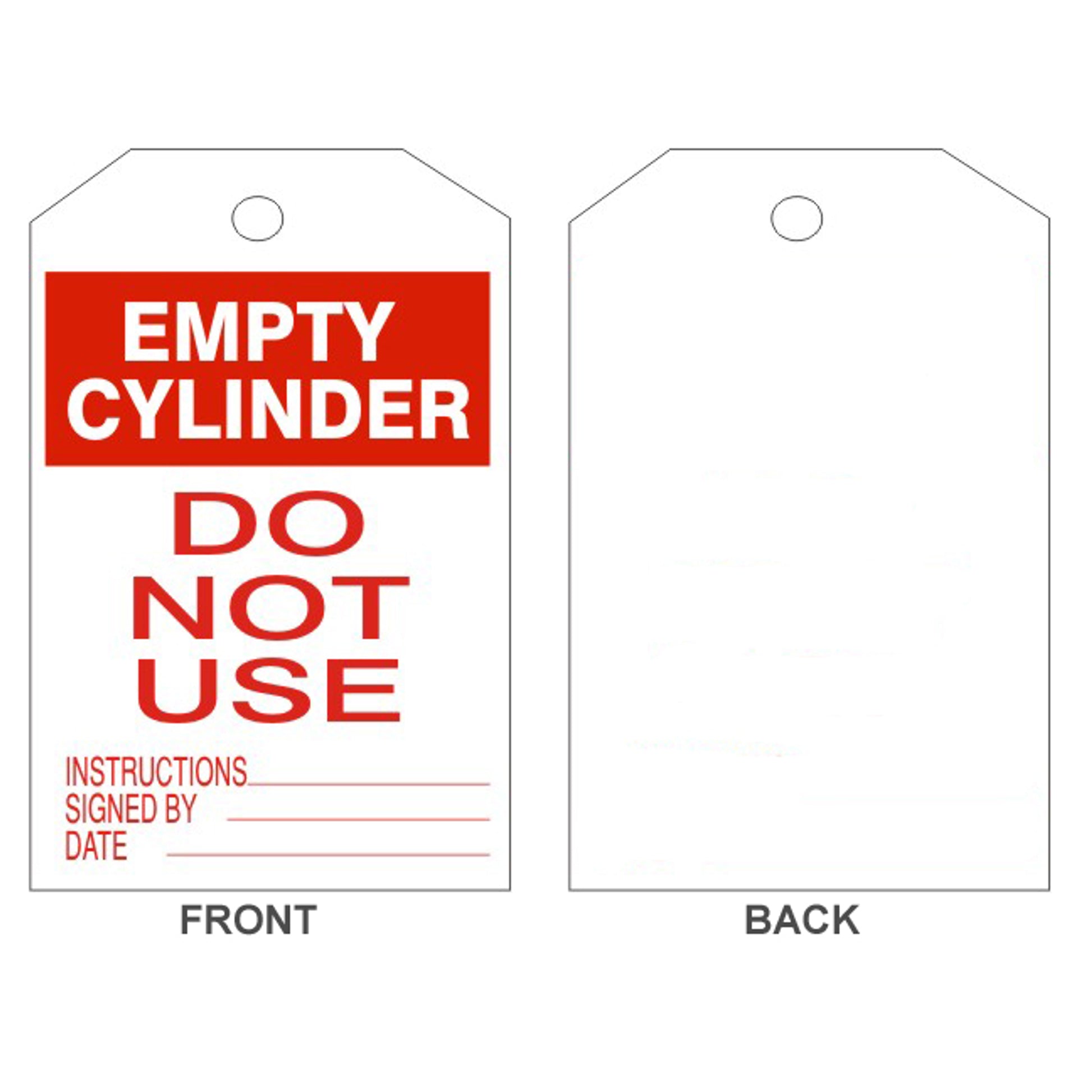 EMPTY CYLINDER TAGS - EMPTY CYLINDER TAGS, 6.125X3, Rigid Vinyl