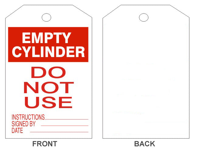 EMPTY CYLINDER TAGS - EMPTY CYLINDER TAGS, 6.125X3, Rigid Vinyl