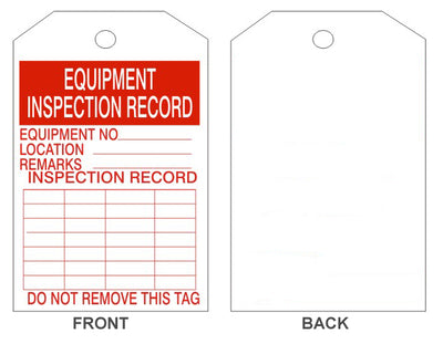 EQUIPMENT INSPECTION RECORD EQUIPMENT NO ___ LOCATION ___ REMARKS ___ INSPECTION RECORD